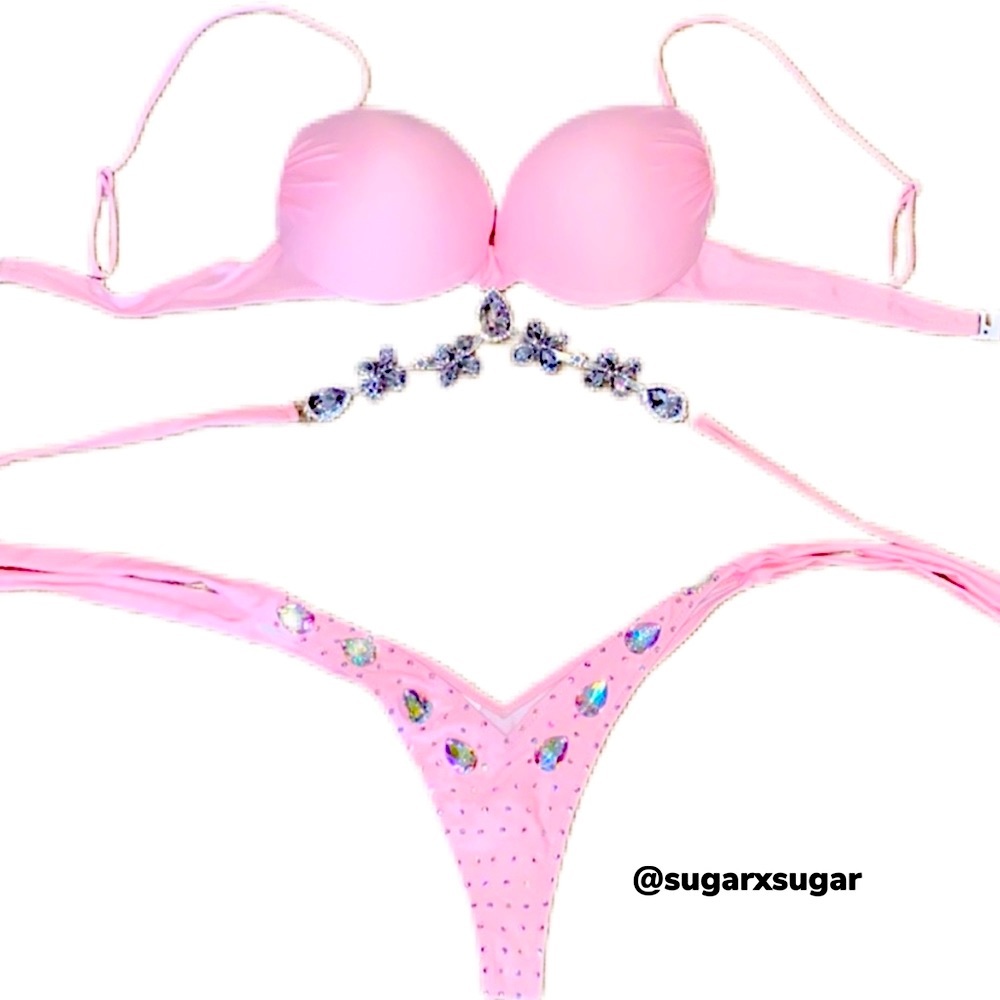 NEW Bombshell Custom Bling Bikini Pink Floral XS/S